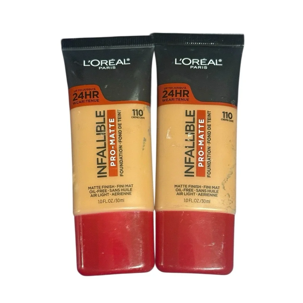 L'Oreal Infallible Pro-Matte Foundation 110 Cream Cafe 1oz Lot of 2 Oil-Free New
